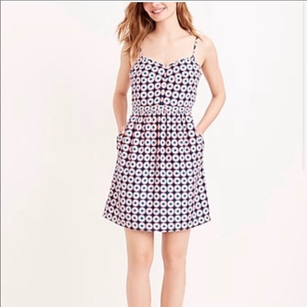 J Crew Seaside Print Pink/Blue Cami Dress